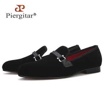Piergitar/ классические мужские бархатные туфли с металлическими наконечниками ручной работы, мужские тапочки для курения, модные мужские лоферы для вечеринок и свадеб