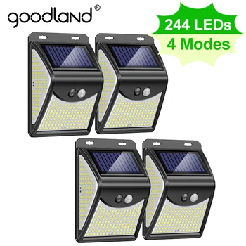 Goodland 244 222 LED Solar Light Уличная солнечная лампа с датчиком движения, солнечные прожекторы для украшения сада