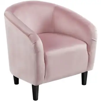 Кресло с Бочкообразным Акцентом, из розового бархата