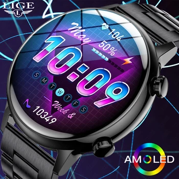 LIGE 360 * 360 AMOLED Смарт-часы Мужские NFC Bluetooth HD Вызов Пульсометра Смарт-браслет Спортивные Водонепроницаемые Женские Смарт-часы