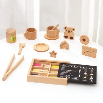 Детская имитационная деревянная игрушка, Детская чашка для чая, Интерактивная Образовательная игра для изучения еды во второй половине дня, Подарки Новые