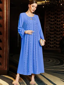 Бисероплетение Абая Дубай Турецкое Исламское Арабское Мусульманское Модное Длинное Платье Кафтан Robe Longue Femme Платья для Женщин Кафтан Marocain