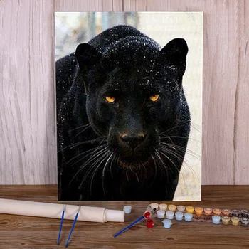 Животное Черная Пантера DIY Картина по номерам Упаковка Акриловые краски 40 * 50 Картина на холсте Настенные картины оптом