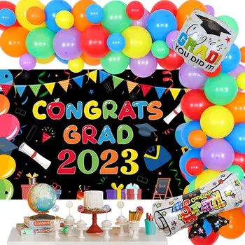 Украшения для выпускного в детском саду Поздравляем Град 2023 Фон Красочный комплект Гирлянд из воздушных шаров для выпускного вечера в детском саду