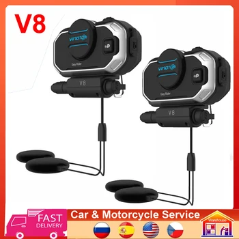 2 шт./лот Vimoto V8 Мотоциклетный Bluetooth Шлем Домофон Мотоцикл BT Переговорное Устройство Стерео для 2 всадников мото коммуникатор