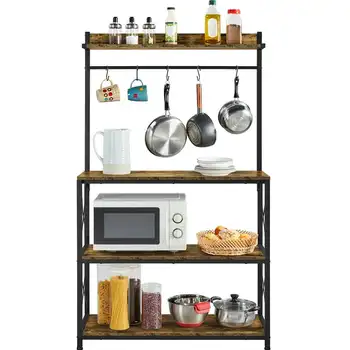 Кухонная стойка для выпечки, полка для хранения духовки, коричневая в деревенском стиле