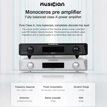 Музыкант Monoceros HIFI Полностью Усилитель Мощности Домашнего Аудио с Дистанционным Управлением Сбалансированный Класс XLR RCA R2R Pre Stereo Crosstalk