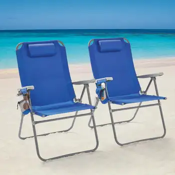 Откидывающийся 4-позиционный Пляжный стул, Синий Пляжный абажур Sillas de patio наружный Пластиковый стул adirondack Silla de playa для загара