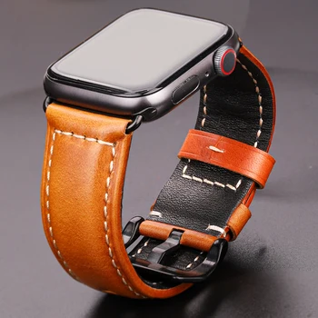 Масляно-восковой ремешок из натуральной кожи для Apple Watch Band 38 мм 40 мм 41 мм 42 мм 44 мм 45 мм Винтажный ремешок из воловьей кожи 7 6 5 4 3 Se Iwatch