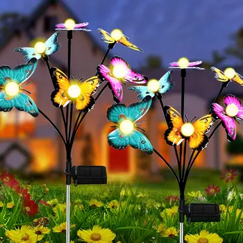 Солнечные фонари-бабочки Во дворе, Наружное водонепроницаемое светодиодное украшение для газона, виллы, сада, поворотные штекерные светильники