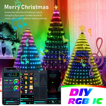 Tuya App Огни Рождественской Елки RGBIC Идеальный Светодиодный Сказочный Струнный Светильник DIY Smart Bluetooth Звездные Огни Рождественское Украшение Для Свадебной Вечеринки
