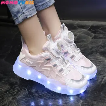 Детская модная детская обувь со светодиодной подсветкой для девочек, кроссовки с usb-зарядкой, Спортивная обувь для активного отдыха, Светящаяся обувь для мальчиков, 2023, Светящиеся кроссовки