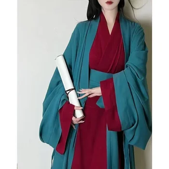 Женское китайское платье Hanfu, Косплей Костюм 2023, Древнее традиционное платье Hanfu, Династия Сун, Зеленое и красное платье Hanfu, Большие размеры