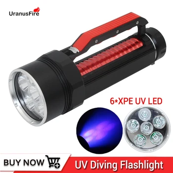 Uranusfire UV Light 6 XPE LED Высококачественный УФ-фонарик для дайвинга 395nm Led UV light torch лампа водонепроницаемый Ультрафиолетовый фонарь для подводного плавания