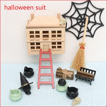 1 комплект 1: 12 Кукольный домик, Миниатюрная мебель для Хэллоуина, Шкаф для хранения украшений, Шляпа ведьмы, модель паутины для декора кукольного дома, игрушки