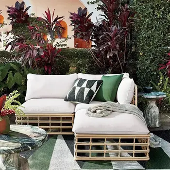 Уличный диван из ротанга для домашнего отдыха в отеле, садовая мебель для террасы
