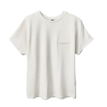 S065 Летние хлопковые женские шелковые футболки с круглым вырезом и коротким рукавом, Свободные топы, простые повседневные футболки для минимализма