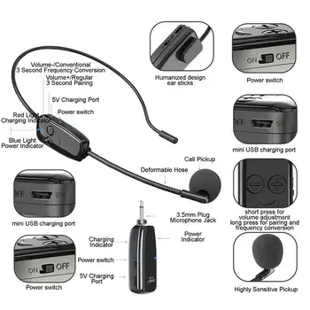 Беспроводные микрофоны, Беспроводная микрофонная Гарнитура, Перезаряжаемая Беспроводная микрофонная гарнитура UHF, USB-зарядка для динамиков Для учителей