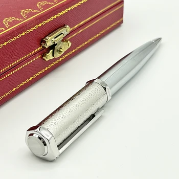 Шариковая ручка LAN CT Santos-Dumont de Heptagon, черная Бочка, Снежный цветок, Роскошная серебряная отделка с серийным номером
