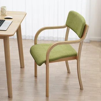 Обеденный стул из массива дерева, Современный минималистичный компьютерный стул, Офисный домашний стул для отдыха, Кресло с изогнутой деревянной спинкой в скандинавском стиле