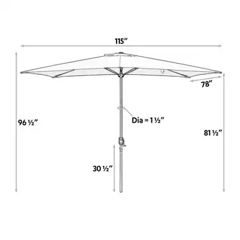 Изогнутый прямоугольный зонт для патио размером 10X6,5 фута - зеленый