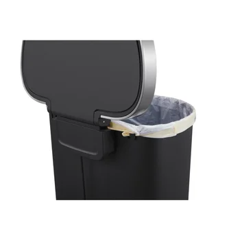 Пластиковое полукруглое мусорное ведро для кухонной лестницы на 14,5 галлона, черное