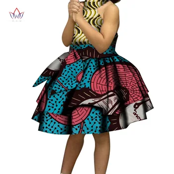 Летние Детские Платья без рукавов Традиционная Африканская Одежда Bazin Riche Детская Одежда Платья Для девочек с бантом Длиной до колена WYT524