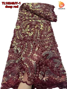 Новейшая кружевная ткань Высокого качества 2023, Африканский Нигерийский Тюль, Кружевная вышивка бисером, Ткань с пайетками, вечернее платье, Швейное Кружево