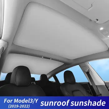 Солнцезащитный козырек на крышу для tesla модель 3 2019-2022/модель y 20-22, Тканевый козырек на стеклянную крышу, летняя защита от солнца, автомобильные аксессуары
