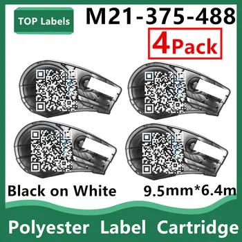 Сменные картриджи 1 ~ 4PK M21-375-488 С черно-белой пленкой из полиэстера 9,5 мм * 6,4 м В этикетировщике, Ручном принтере этикеток