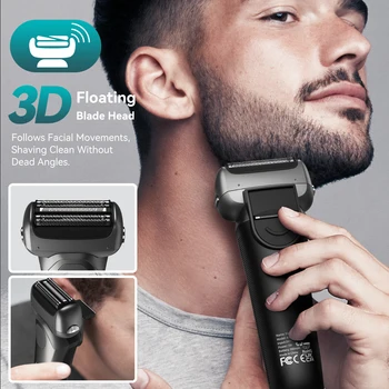 Электробритва Kensen для мужчин с 3D плавающим лезвием, Моющаяся, Type-C USB, Перезаряжаемая, для бритья Бороды, Триммер для парикмахера