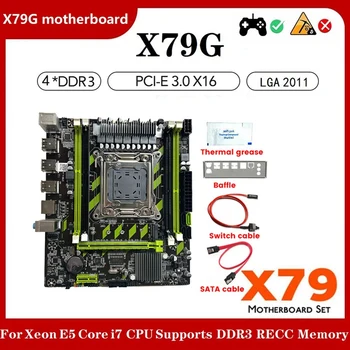 Запчасти для компьютерной платы X79G LGA2011 Кабель SATA + Кабель переключателя + Перегородка + Термопаста 4XDDR3 Слот M.2 NVME PCI-E X16 6XUSB2.0 SATA3.0