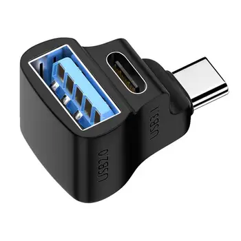 USB Type C, женский конвертер, зарядное устройство Type-C, удлинитель с 90-градусной электроникой, Зарядные аксессуары OTG для клавиатур планшетов