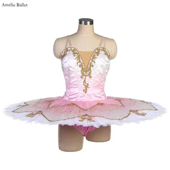 B23017 Розовая Профессиональная балетная пачка Омбре, Индивидуальный балетный костюм для женщин и девочек, платье Балерины для выступлений или соревнований