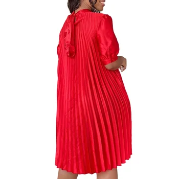Летнее Модное Стильное Африканское Женское Платье с Круглым вырезом и коротким рукавом, Белое Красное Платье из полиэстера длиной до колена, S-3XL, Африканские платья для Женщин