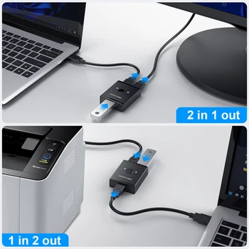 USB переключатель KVM Селектор USB 3,0 2,0 Переключатель Концентратор Коробка 2 ШТ. Общий доступ к порту для принтера/сканера/клавиатуры/мыши