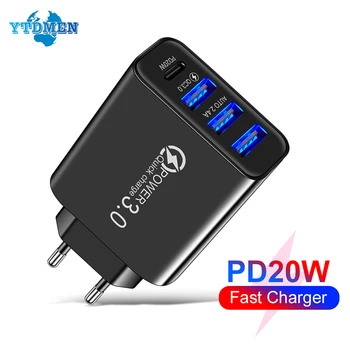 PD 20 Вт USB Зарядное устройство 5V2A Быстрая Зарядка QC3.0 Type C Настенный Адаптер Для зарядки телефона EU US Plug Для iPhone 13 12 Pro Max Samsung Xiaomi