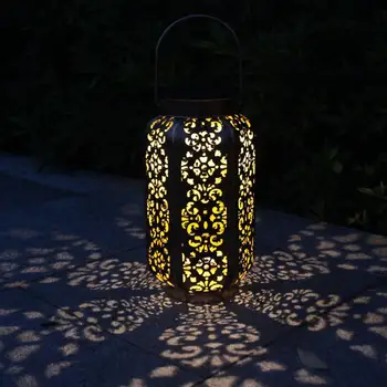 Наружное освещение Солнечные светодиодные подвесные светильники Ретро шестигранный выдолбленный водонепроницаемый фонарь декоративные лампы для сада во дворе