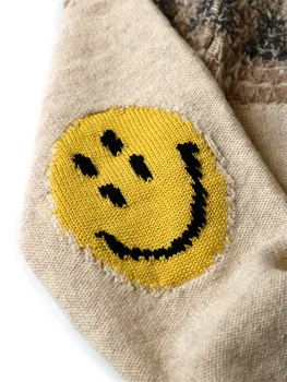 KAPITAL 23AW, двусторонний свитер с улыбающимся лицом, теплый мужской и женский свитер с круглым вырезом