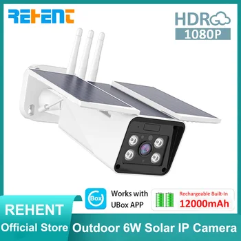 REHENT 1080P Беспроводная Охранная Наружная IP-камера Видеонаблюдения на Солнечной Батарее для Дома с Ночным Видением, Двухсторонним Звуком, Точным Движением