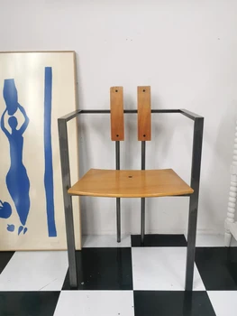 Немецкий средневековый стул Bauhaus 1980-х годов дизайнерский металлический художественный стул Memphis обеденный стул минималистичный книжный стул