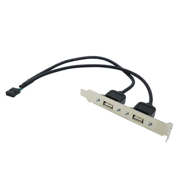 Черный 2-портовый кронштейн расширения задней панели материнской платы USB 2.0 для материнской платы IDC 9-контактный USB-кабель хост-адаптера