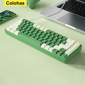 Проводная Механическая Клавиатура Эргономика 68 Клавиш RGB Hotswap Type-C Игровая Клавиатура PBT Keycaps Клавиатуры Для ПК Ноутбука