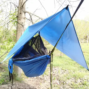 Портативный Походный гамак на 1-2 человека с москитной сеткой из высокопрочной парашютной ткани, Подвесная кровать, Охотничьи Качели для сна