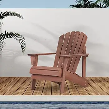 Набор стульев Adirondack из 2-х предварительно собранных Напольных деревянных стульев для сада/заднего двора/Камина/Бассейна/Пляжа/Шезлонга Foldin