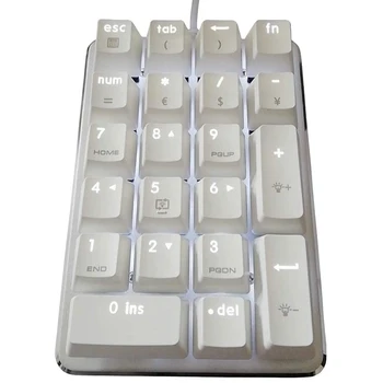 Механическая цифровая клавиатура с 21 клавишей и белой подсветкой, цифровая панель с вишнево-синими переключателями для настольных ноутбуков