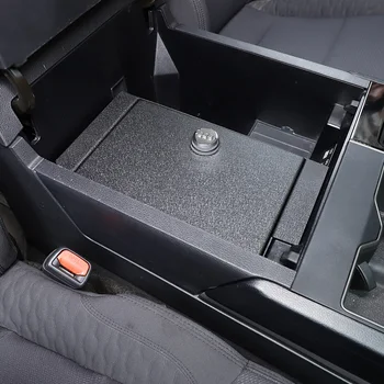 Для Toyota Tundra 2022-2023 Алюминиевый сплав Черный Автомобильный подлокотник Коробка Замок паролем Безопасность Безопасные Аксессуары для модификации интерьера автомобиля