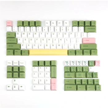 128 клавиш/комплект с подкладкой из красителя PBT для механической клавиатуры MX switch с темой мохито, колпачки для клавиш с вишневым профилем