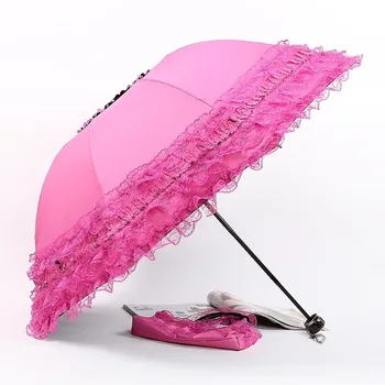 Кружевной зонтик, солнцезащитный козырек, женский УФ-блокирующий солнцезащитный зонтик для девочек, Складные Мини-зонтики для женщин, бесплатная доставка