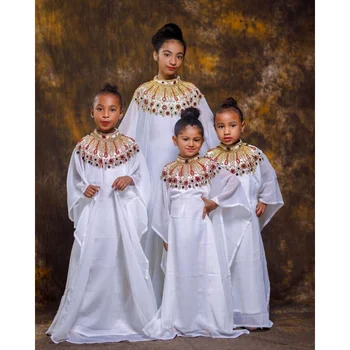 Белая Королевская Абайя для Девочек, Марокканская Длинная Рубашка, Детское Праздничное Платье в Европейском и американском Стиле